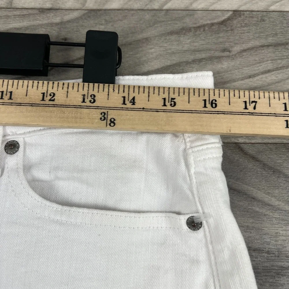 Banana Republic Denim Shorts Womens 28/6 Fit (32W) White Stretch Mid-Rise Cuffed - Picture 9 of 12